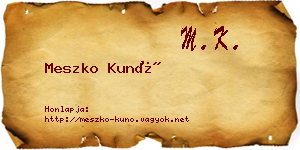Meszko Kunó névjegykártya